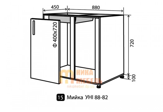 Модульная кухня maXima низ 15 му 88x82 (Vip-мастер)