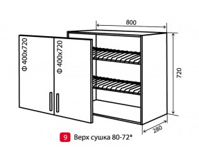 Модульная кухня MoDa верх 9 вс 80x72  витрина (Vip-мастер)