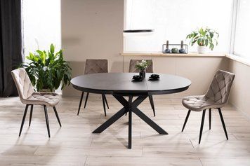 Стіл PORTO CERAMIC 120(160)*120 тем.сірий ефект мармуру/чорний мат 10280 фото