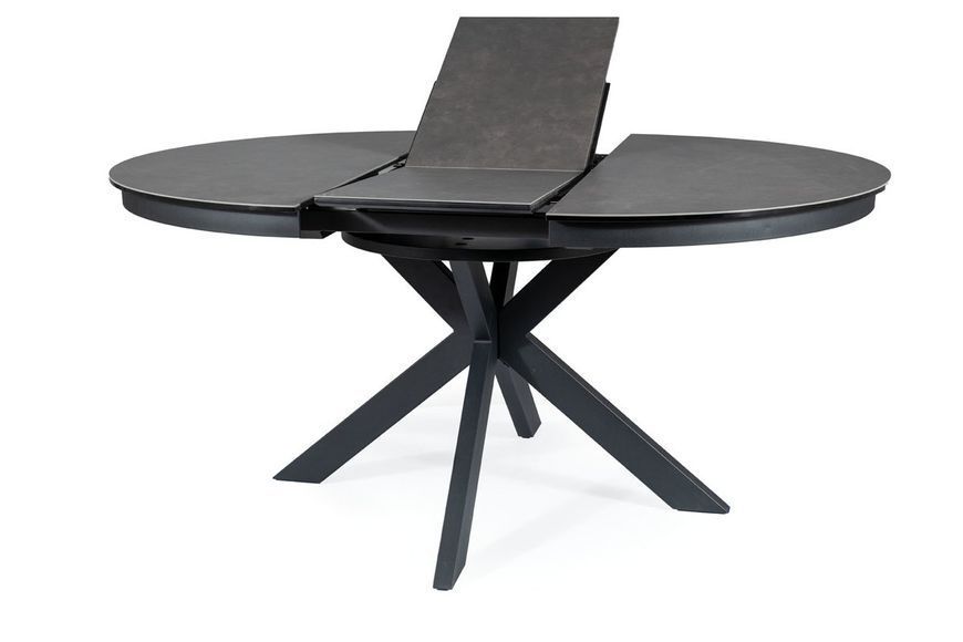 Стіл PORTO CERAMIC 120(160)*120 тем.сірий ефект мармуру/чорний мат 10280 фото