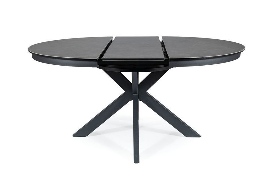 Стіл PORTO CERAMIC 120(160)*120 тем.сірий ефект мармуру/чорний мат 10280 фото