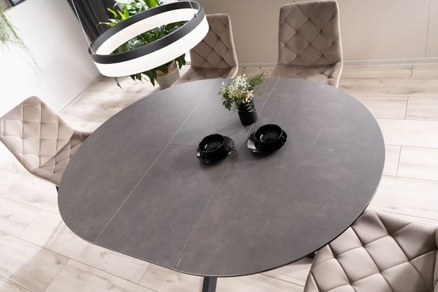Стіл PORTO CERAMIC 120(160)*120 тем.сірий ефект мармуру/чорний мат 10280 фото