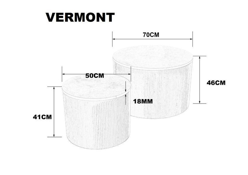 Журнальний столик VERMONT сірий еф.мармуру/дуб (к-кт) 12838 фото