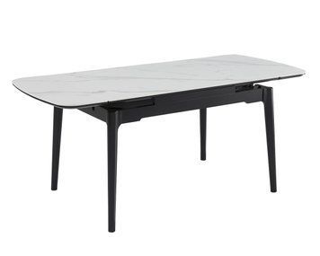 Стіл DUBLIN CERAMIC 120(180)*80 білий глянець/чорний каркас 12323 фото