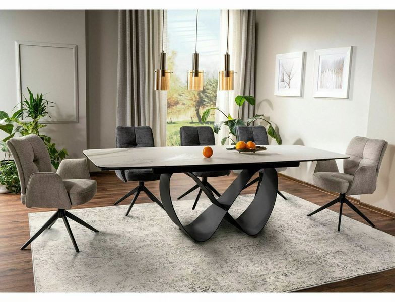 Стіл INFINITY CERAMIC 160(240)*95 білий NATURE CLOUD/чорний 11191 фото