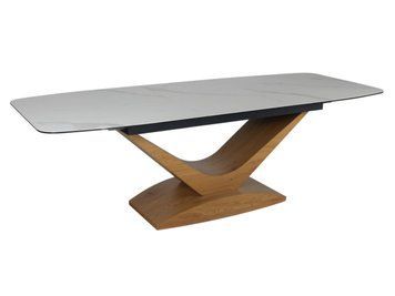 Стіл DOLCE CERAMIC 180(240)*95 білий STATUARIO VENATO/дуб 12042 фото