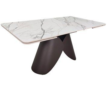 Стіл AGNES CERAMIC 160(240)*90 білий позолочений мат/коричневий 12394 фото