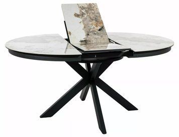 Стіл PORTO CERAMIC 120(160)*120 білий PANDORO/чорний 13352 фото