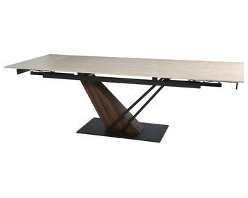 Стіл FERNANDO CERAMIC 180(240)*90 травертин мат/темний горіх 12318 фото
